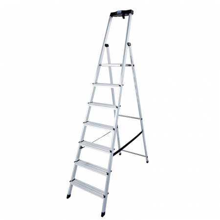 KRAUSE Safety Алюминевая стремянка с большой полкой 7 ступ. (арт. 128973)