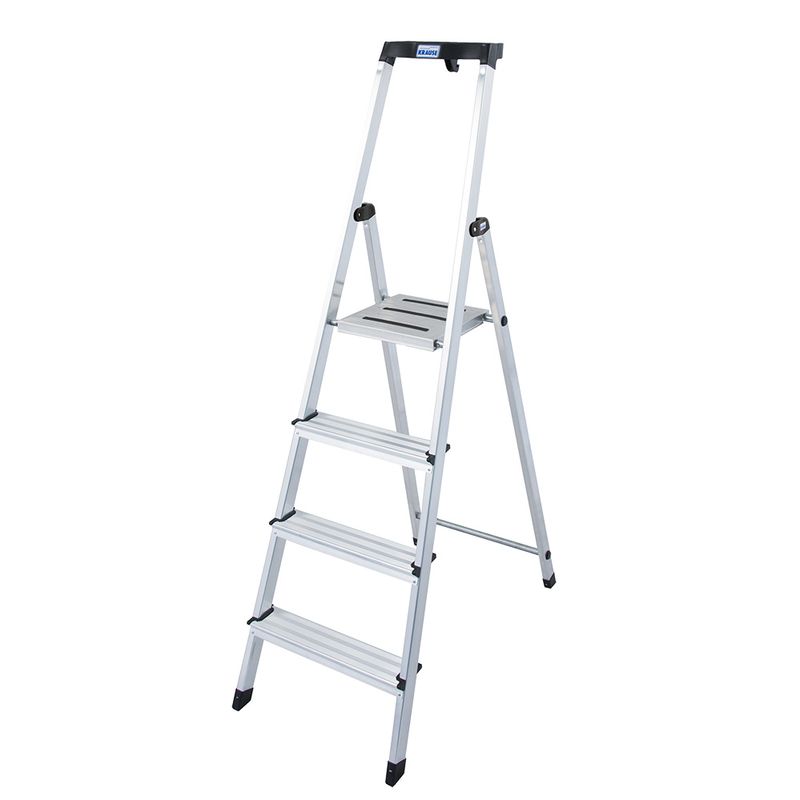 KRAUSE Safety Алюминиевая стремянка с большой полкой 4 ступ. (арт. 128942)