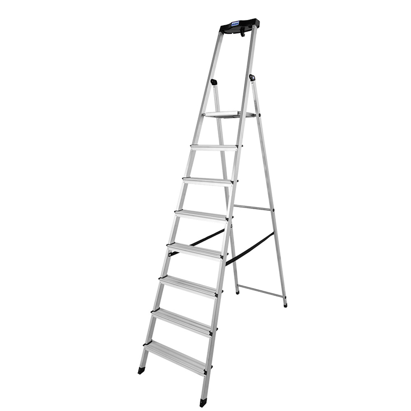 KRAUSE Safety Алюминевая стремянка с большой полкой 8 ступ. (арт. 128980)