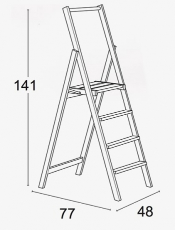 Деревянная стремянка Kimora 4 ступ, вишня (арт. 180/4V)