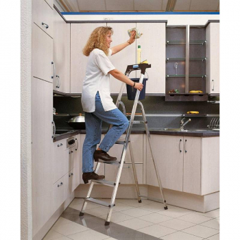 KRAUSE Safety Алюминиевая стремянка с большой полкой 4 ступ. (арт. 128942)